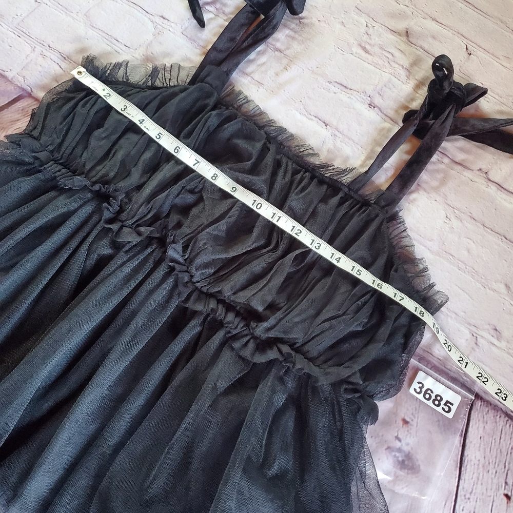 Anthropologie Velvet Tule Tank Black Fairy Witchy Rock Punk Babydoll Grunge 3X - Picture 10 of 13